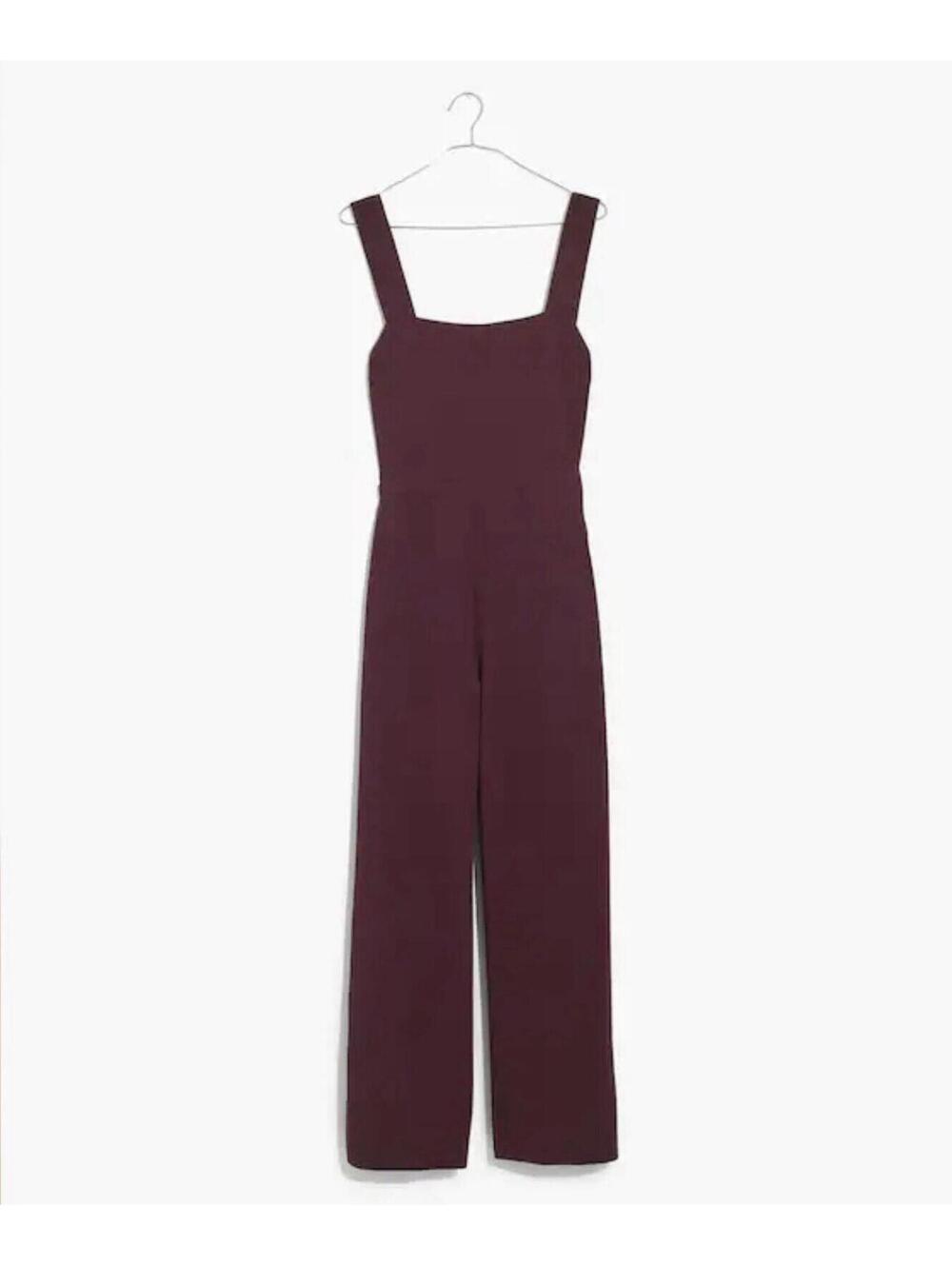 Madewell Apron Bow Back Jumpsuit Rich Plum Size 2